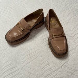 Sam Edelman Laurs Women’s Tan Leather Loafer Lug Sole Shoes. Size 7